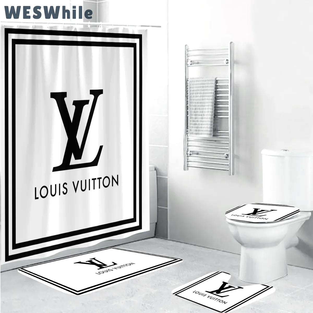Louis vuitton white bathroom set bath mat home decor luxury fashion brand hypebeast Bathroom Set