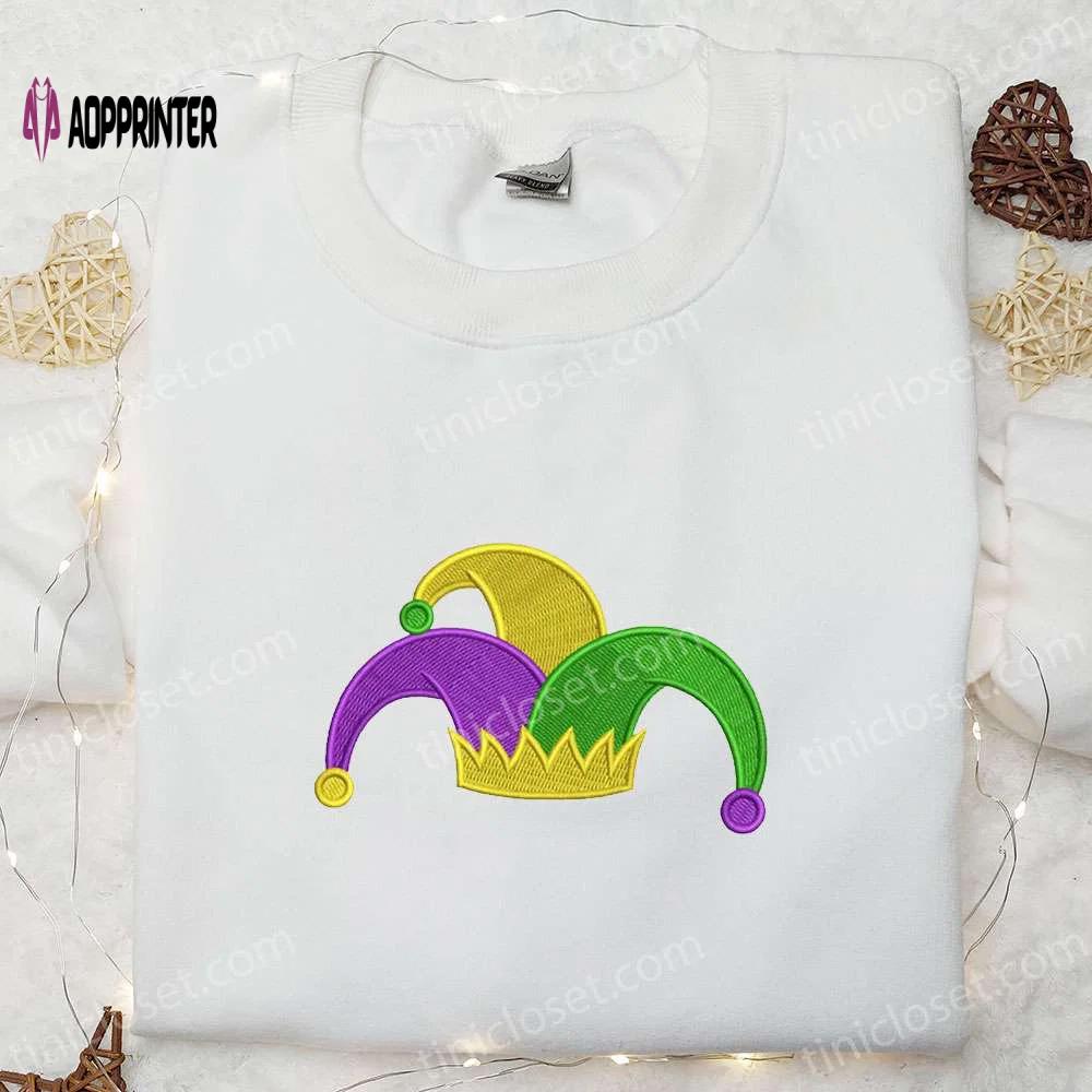 Mardi gras jester hat shirt & holiday hoodie – best gift ideas! Embroidered Shirt
