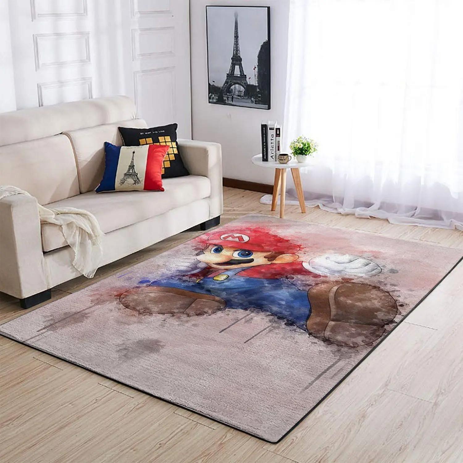 Mario area rug gaming rug regtangle carpet floor decor home decor Rectangle Rug