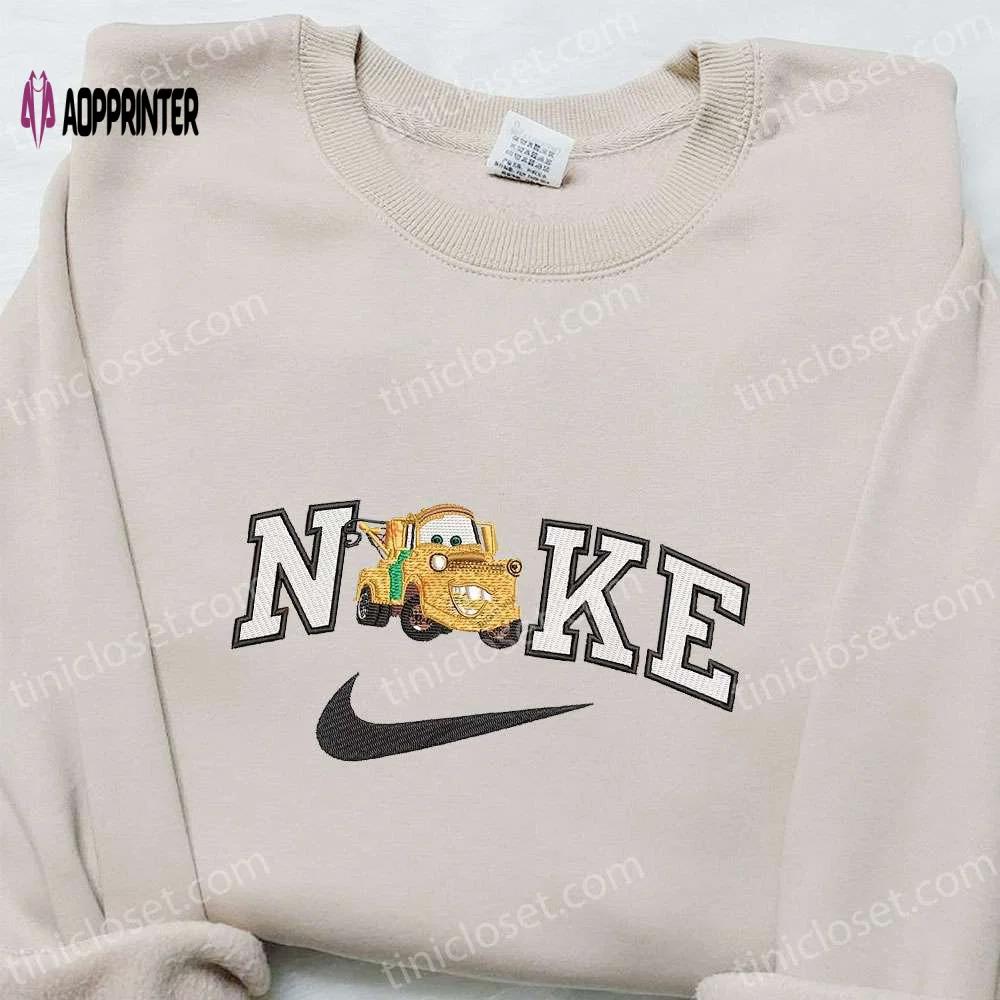 Mater car x nike disney embroidered sweatshirt & characters t-shirt: best family gift ideas Embroidered Shirt