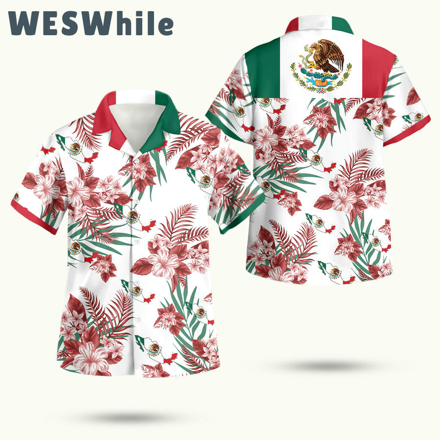 Mexico flag tropical hawaiian shirt Hawaii Shirt Shorts & Flip Flops