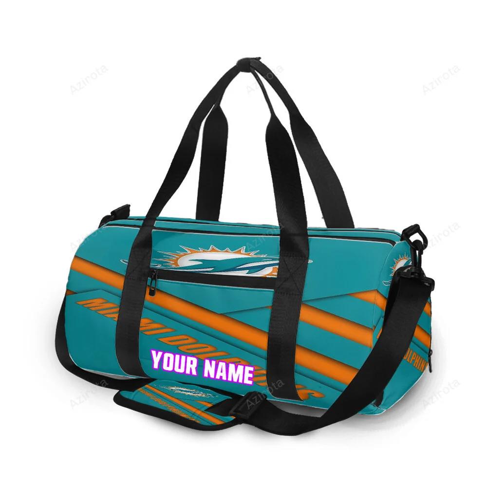 Miami dolphins logo pattern 3 personalized name travel bag gym bag 878 Travel Bag