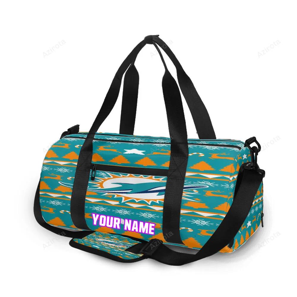 Miami dolphins logo pattern personalized name travel bag gym bag 2084 Travel Bag