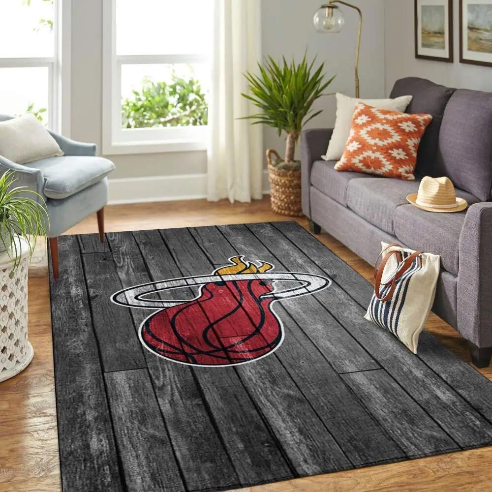 Miami heat nba living room carpet gray wooden home rug regtangle carpet Rectangle Rug