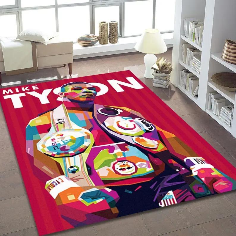 Mike tyson rug mike tyson retro inspired boxing art floor rug sport room carpet decor Rectangle Rug