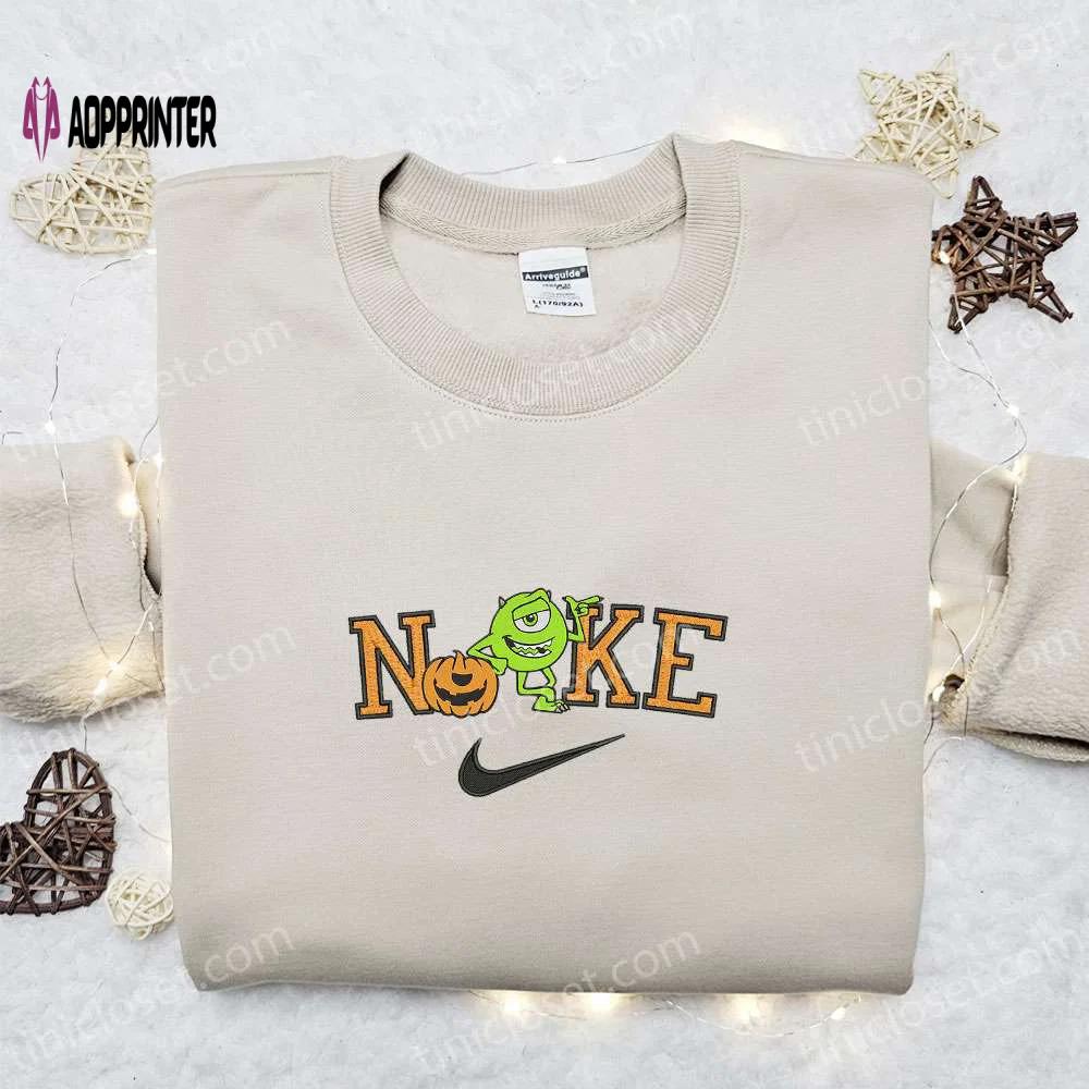 Mike wazowski pumpkin halloween x nike embroidered sweatshirt – best halloween gift Embroidered Shirt