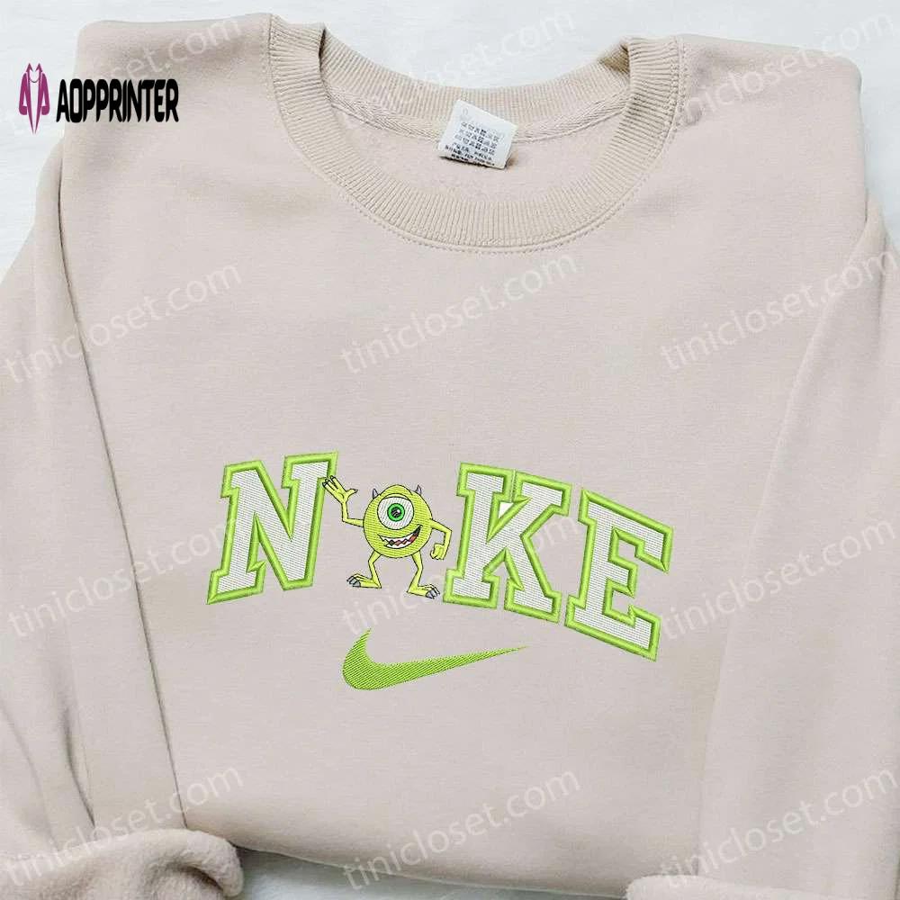 Mike wazowski x nike cartoon embroidered tshirt – best nike inspired birthday gift Embroidered Shirt