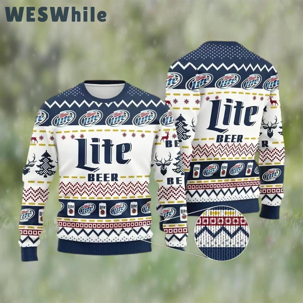 Miller lite beer ugly christmas sweater, faux wool sweater, gifts for beer lovers, international beer day, best christmas gifts for 2022 ? prinvity Christmas Ugly Sweater