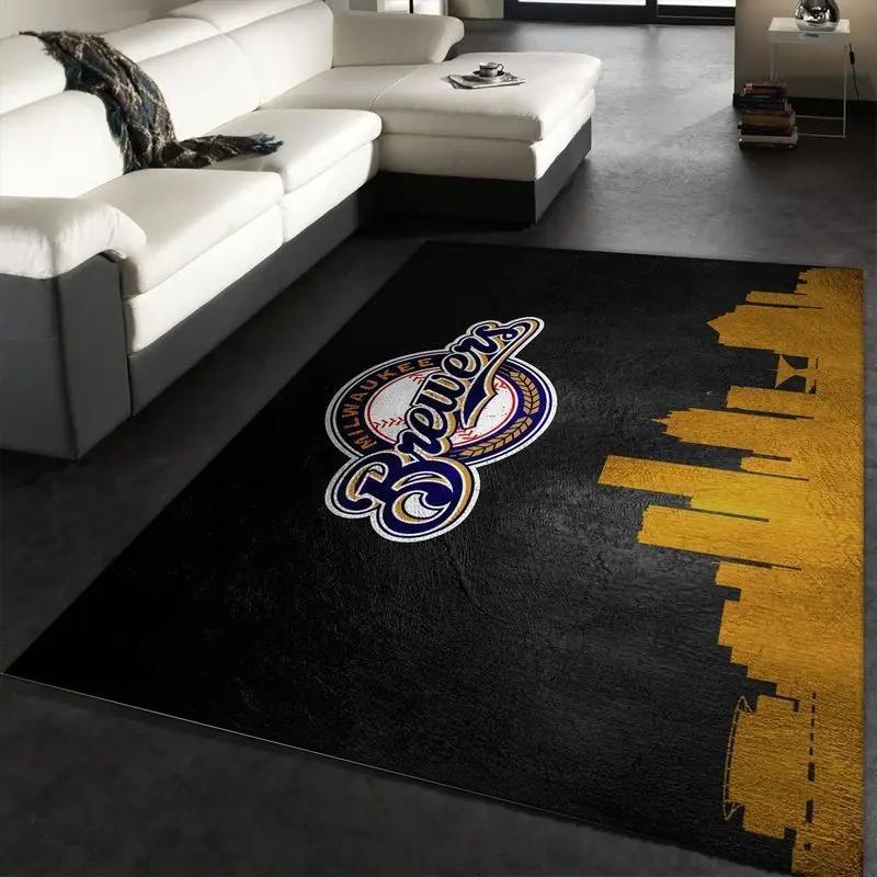 Milwaukee brewers area rug mlb team logo carpet living room rugs decor 15 Rectangle Rug