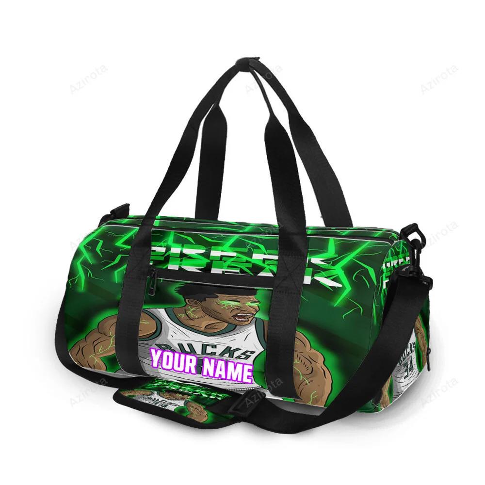 Milwaukee bucks 34 giannis antetokounmpo v35 personalized name travel bag gym bag 341 Travel Bag