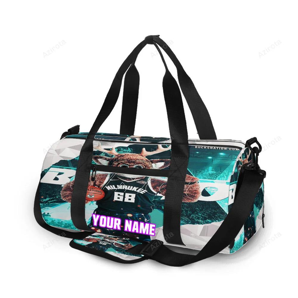 Milwaukee bucks mascot v46 personalized name travel bag gym bag 96 Travel Bag