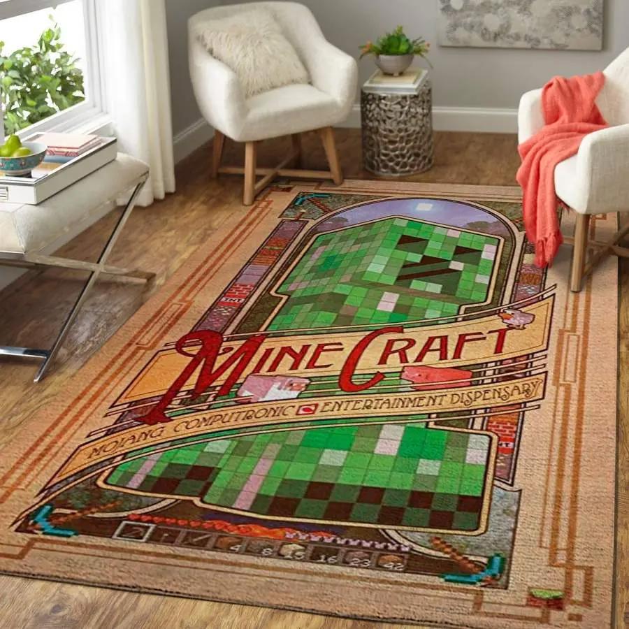 Minecraft area rug living room rug home decor video game gfd m25105 Rectangle Rug