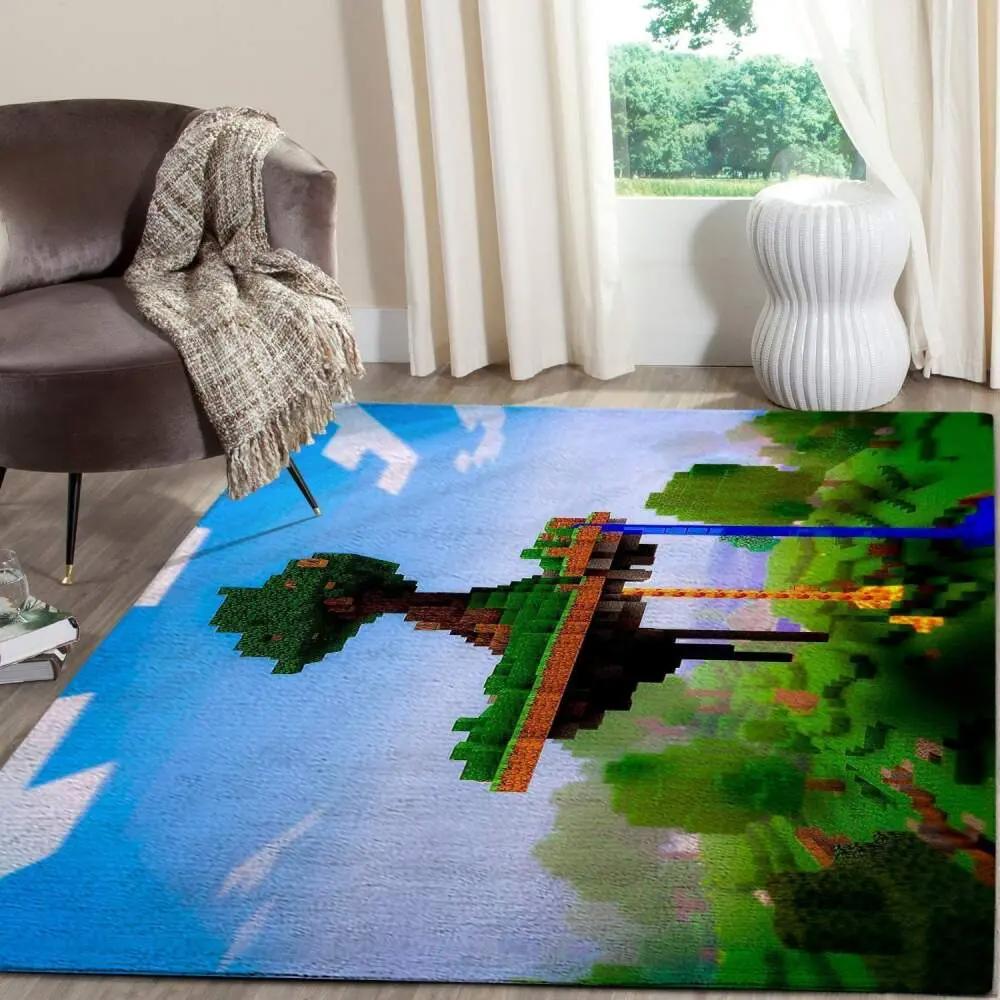 Minecraft area rug video game carpet gamer living room rugs rug regtangle carpet floor decor home decor v239 Rectangle Rug