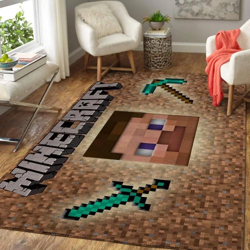 Minecraft area rug video game carpet gamer living room rugs rug regtangle carpet floor decor home decor v254 Rectangle Rug