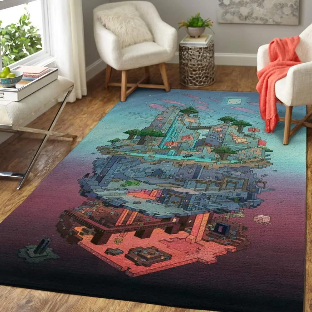Minecraft area rug video game carpet gamer living room rugs rug regtangle carpet floor decor home decor v258 Rectangle Rug