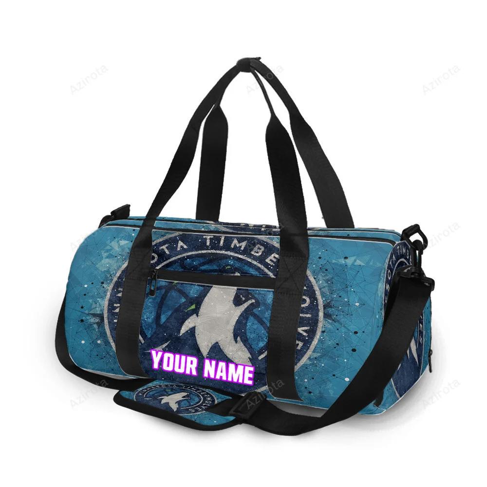 Minnesota timberwolves emblem v15 personalized name travel bag gym bag 1296 Travel Bag