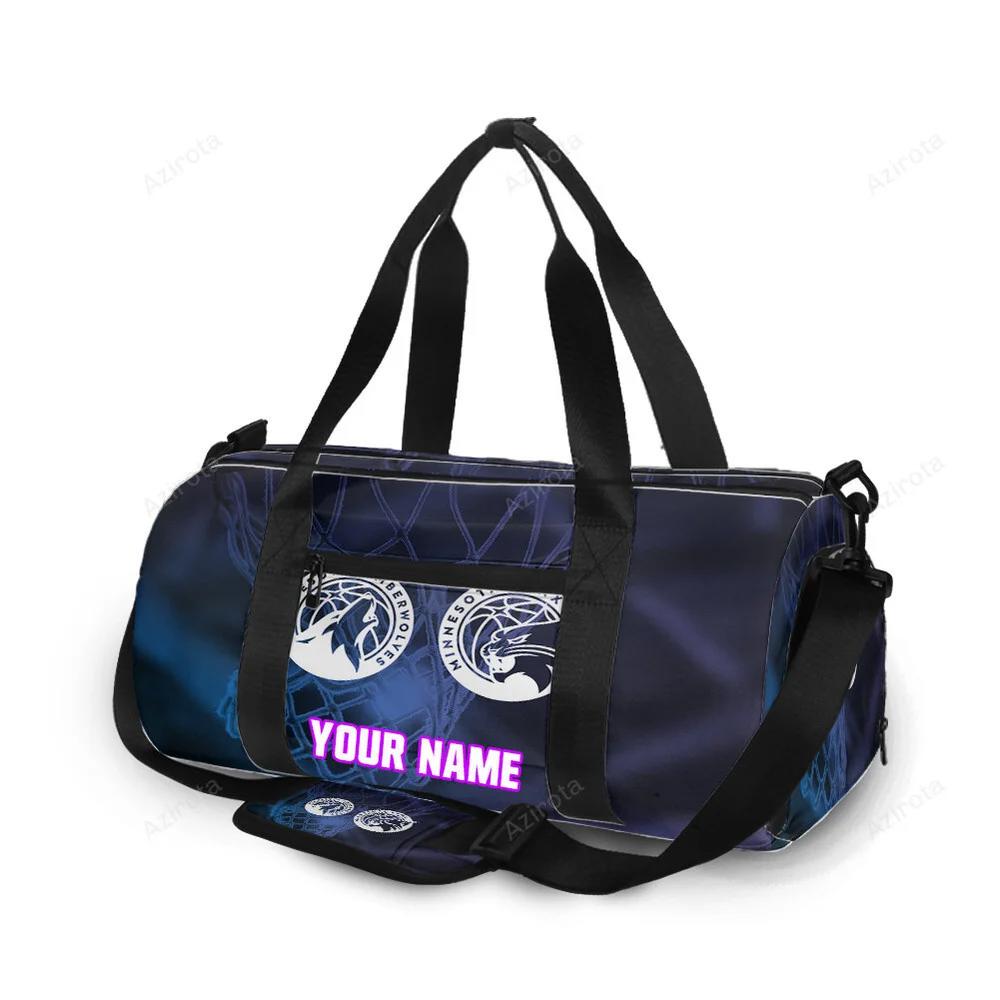 Minnesota timberwolves emblem v32 personalized name travel bag gym bag 1318 Travel Bag