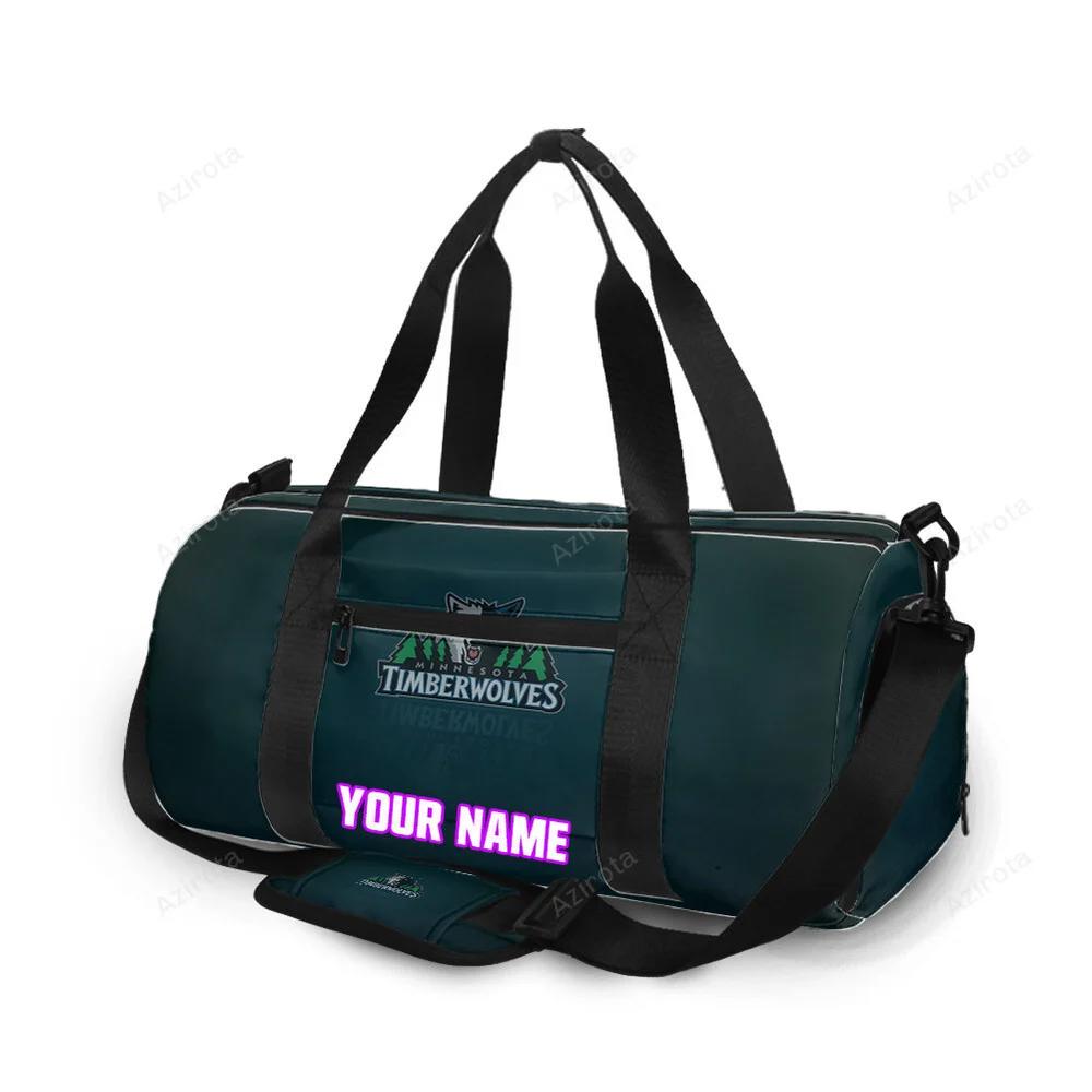 Minnesota timberwolves emblem v7 personalized name travel bag gym bag 464 Travel Bag