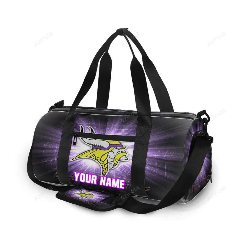Minnesota vikings emblem scratch texture personalized name travel bag gym bag 1134 Travel Bag