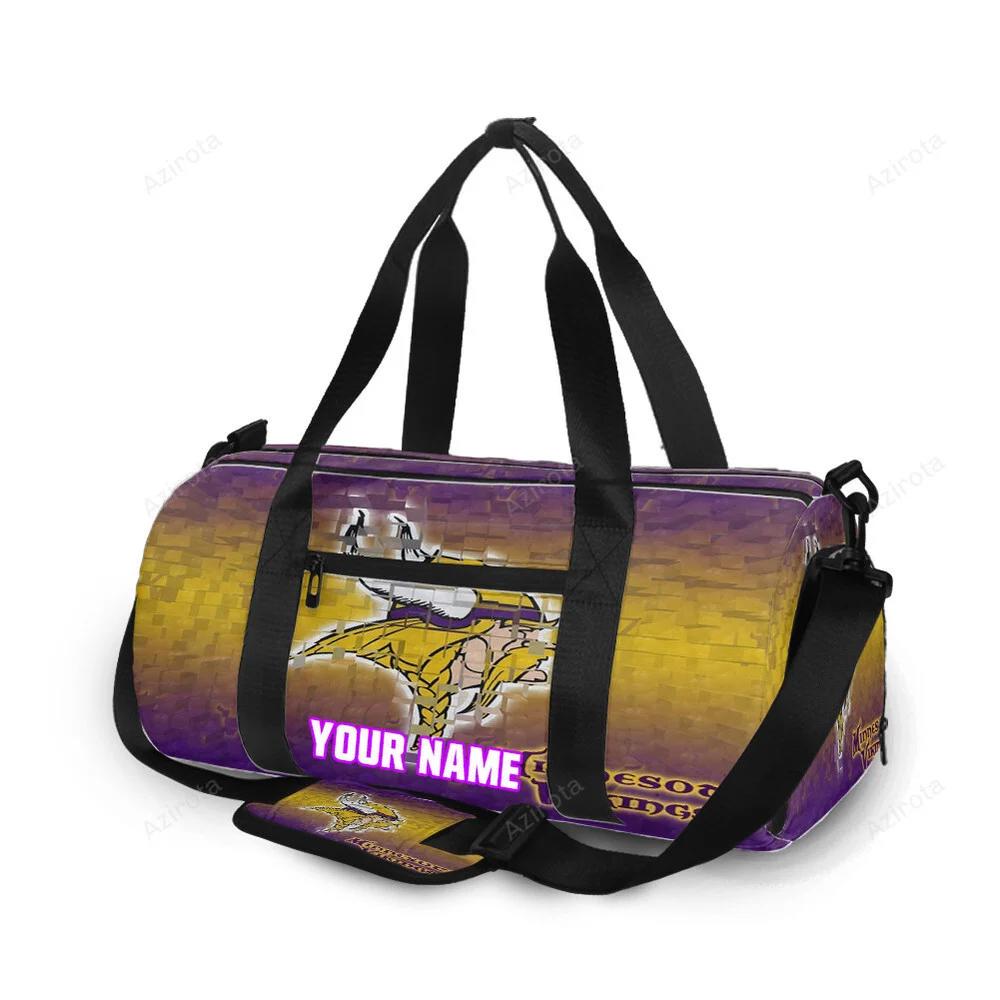 Minnesota vikings emblem shape personalized name travel bag gym bag 1009 Travel Bag