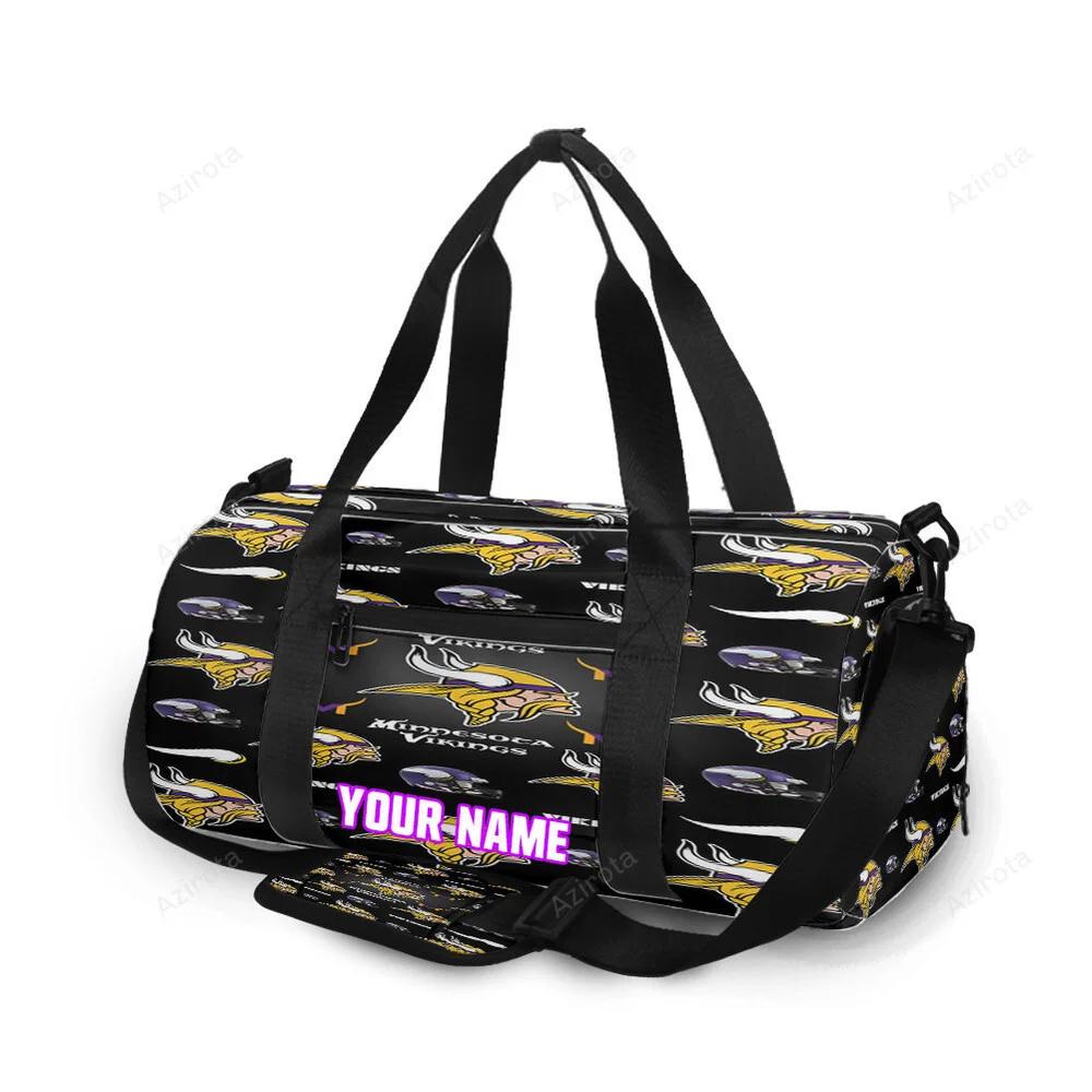 Minnesota vikings emblem v14 personalized name travel bag gym bag 220 Travel Bag