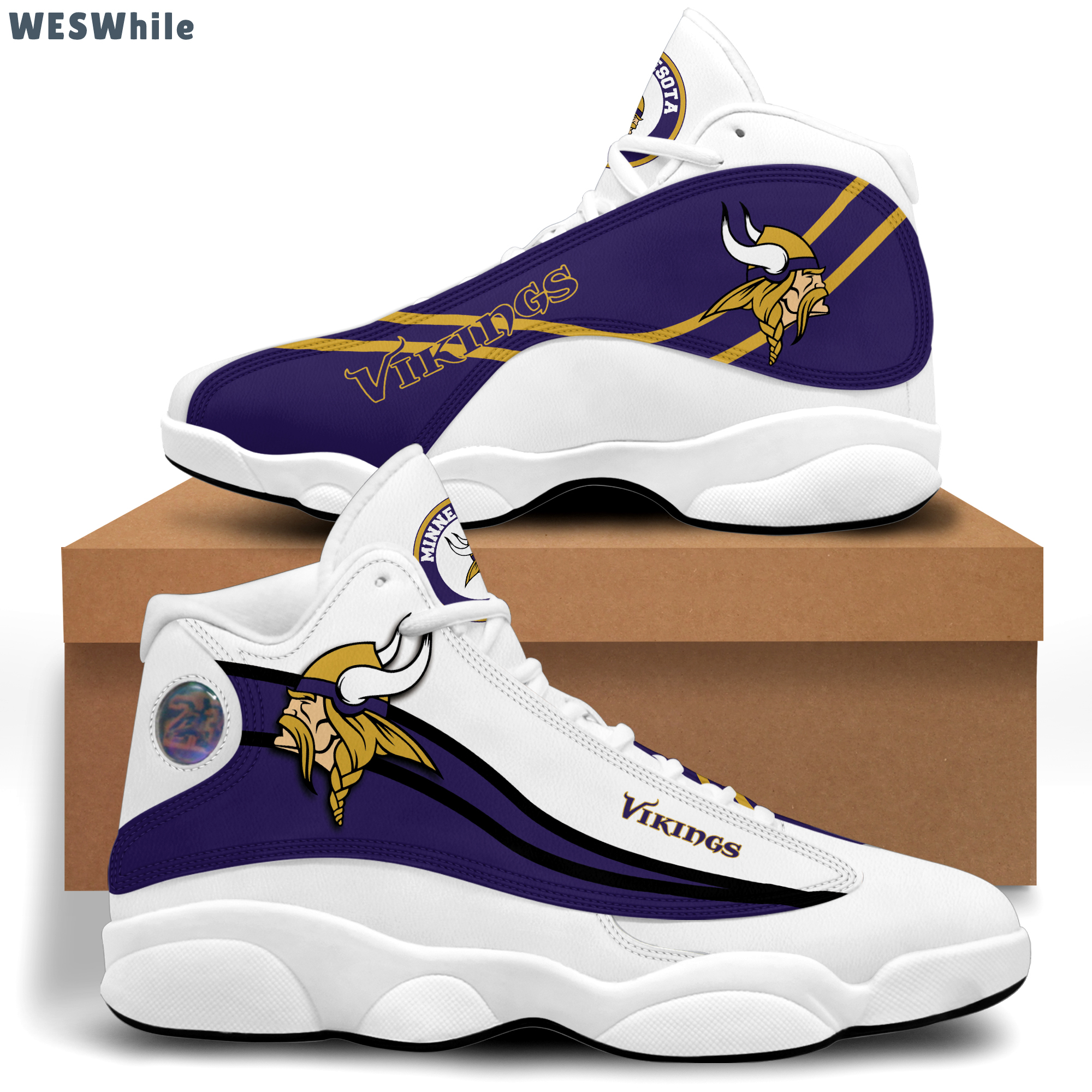 Minnesota vikings team Air Jordan 13 Sneakers Shoes For Fans Full Size Gifts For Men Women