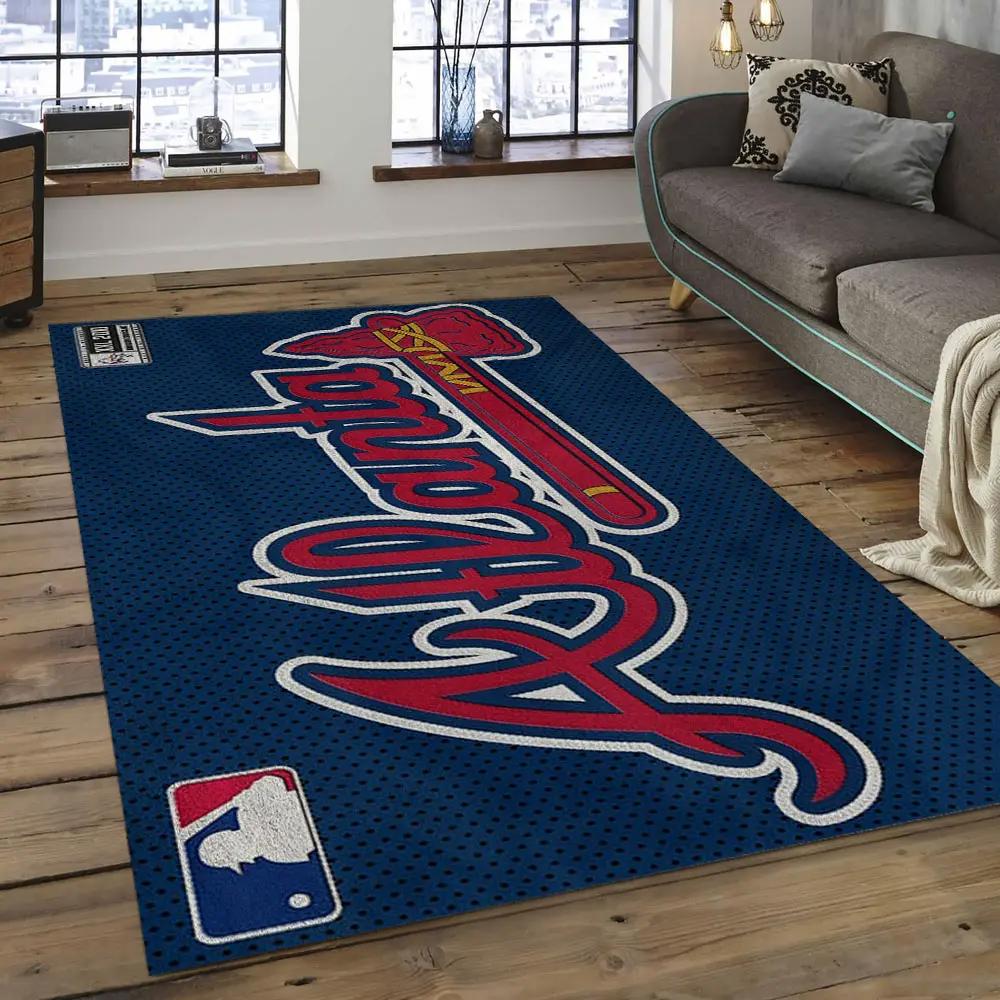Mlb atlanta braves baseball team logo rectangle area ab20 Rectangle Rug