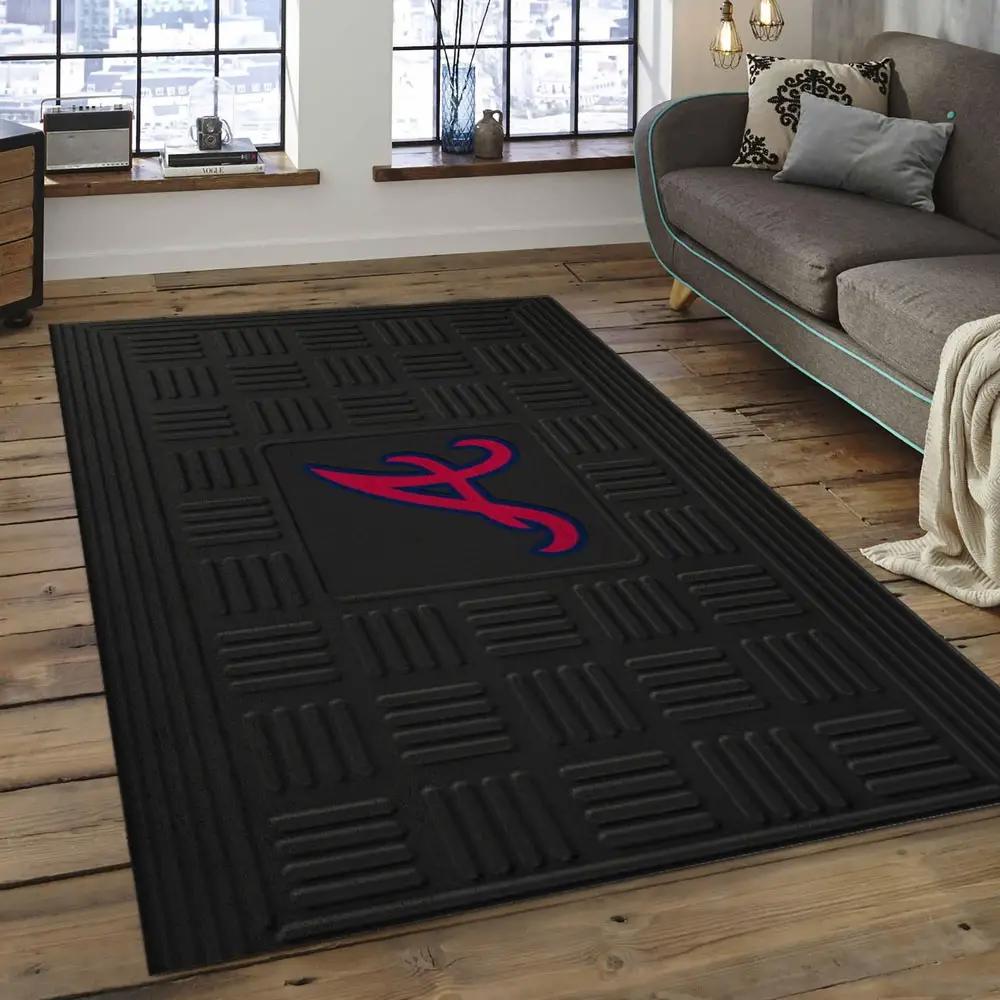 Mlb atlanta braves baseball team logo rectangle area ab42 Rectangle Rug