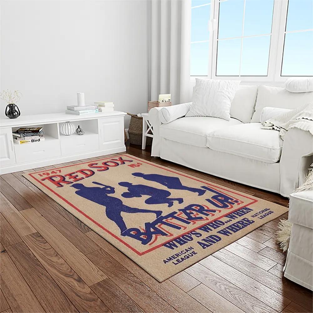 Mlb boston red sox baseball team logo rectangle area rug brs55 Rectangle Rug
