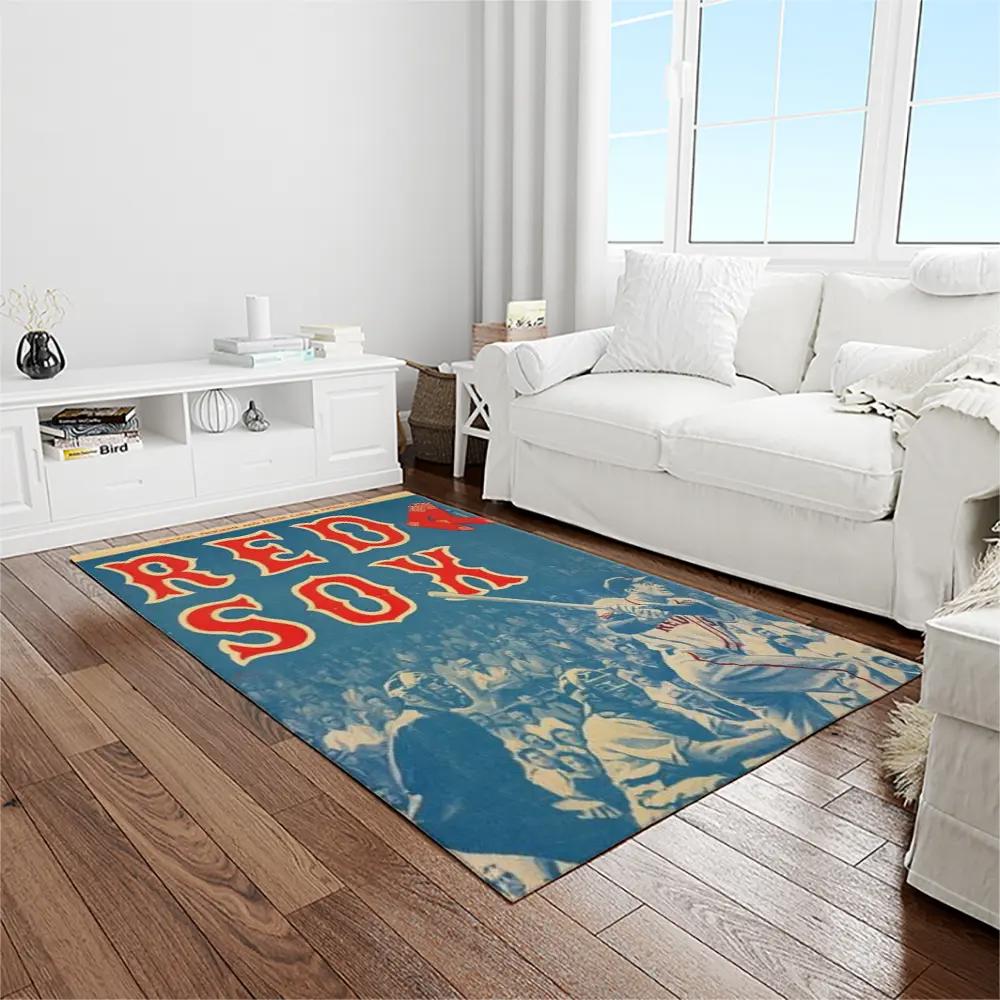 Mlb boston red sox baseball team logo rectangle area rug brs58 Rectangle Rug
