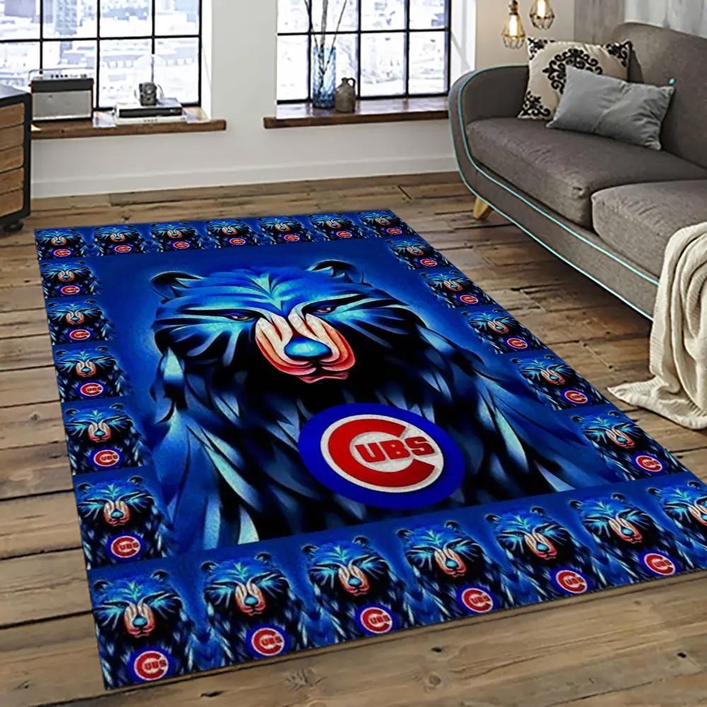 Mlb chicago cubs baseball team logo sport carpet rectangle area rug for living room cac12 Rectangle Rug