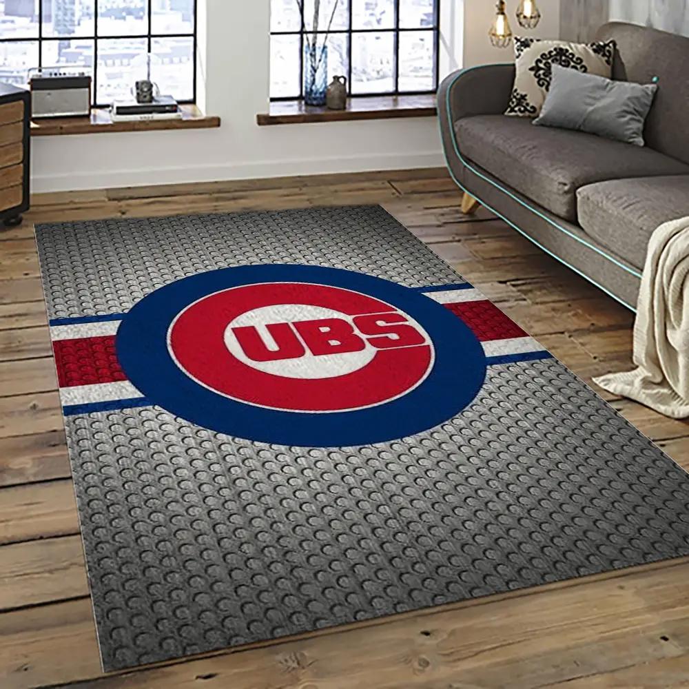 Mlb chicago cubs baseball team logo sport carpet rectangle area rug for living room cac17 Rectangle Rug