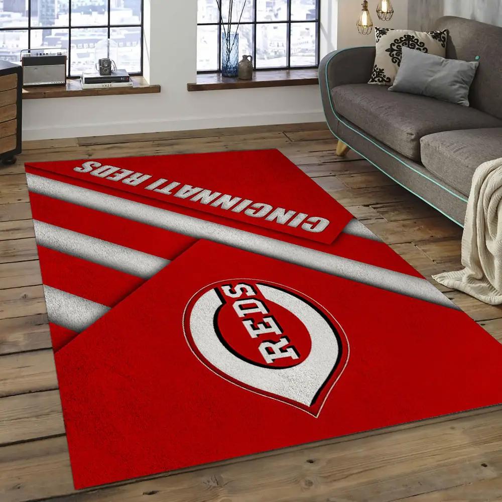 Mlb cincinnati reds baseball team logo rectangle area cr04 Rectangle Rug