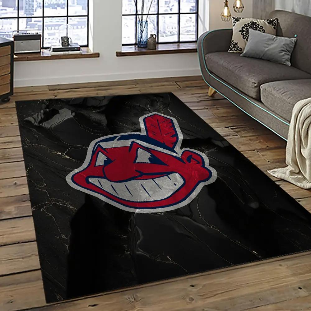 Mlb cleveland indians baseball team logo sport carpet rectangle area rug for living room ci3 Rectangle Rug