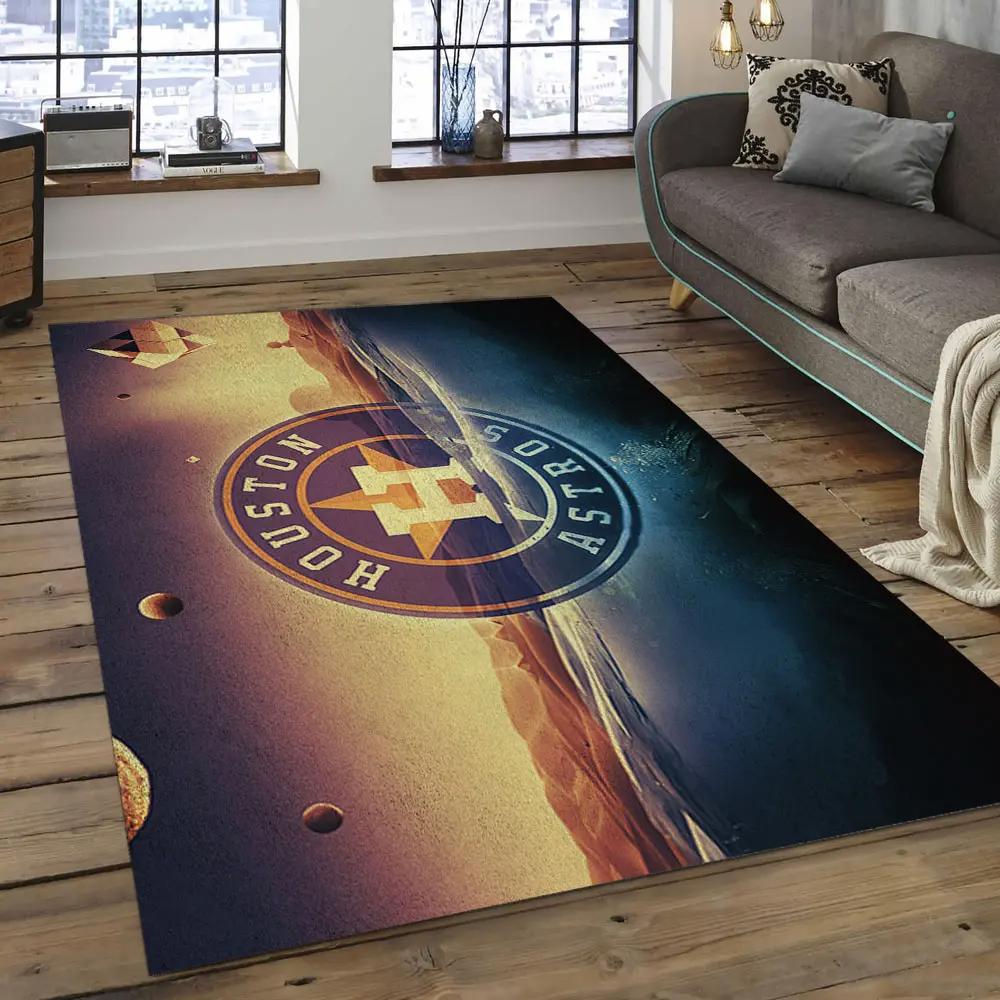 Mlb houston astros baseball team logo rectangle area ha38 Rectangle Rug