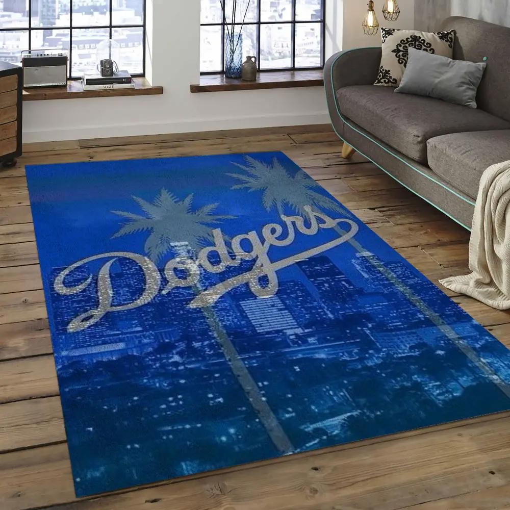 Mlb los angeles dodgers baseball team logo rectangle area lad50 Rectangle Rug