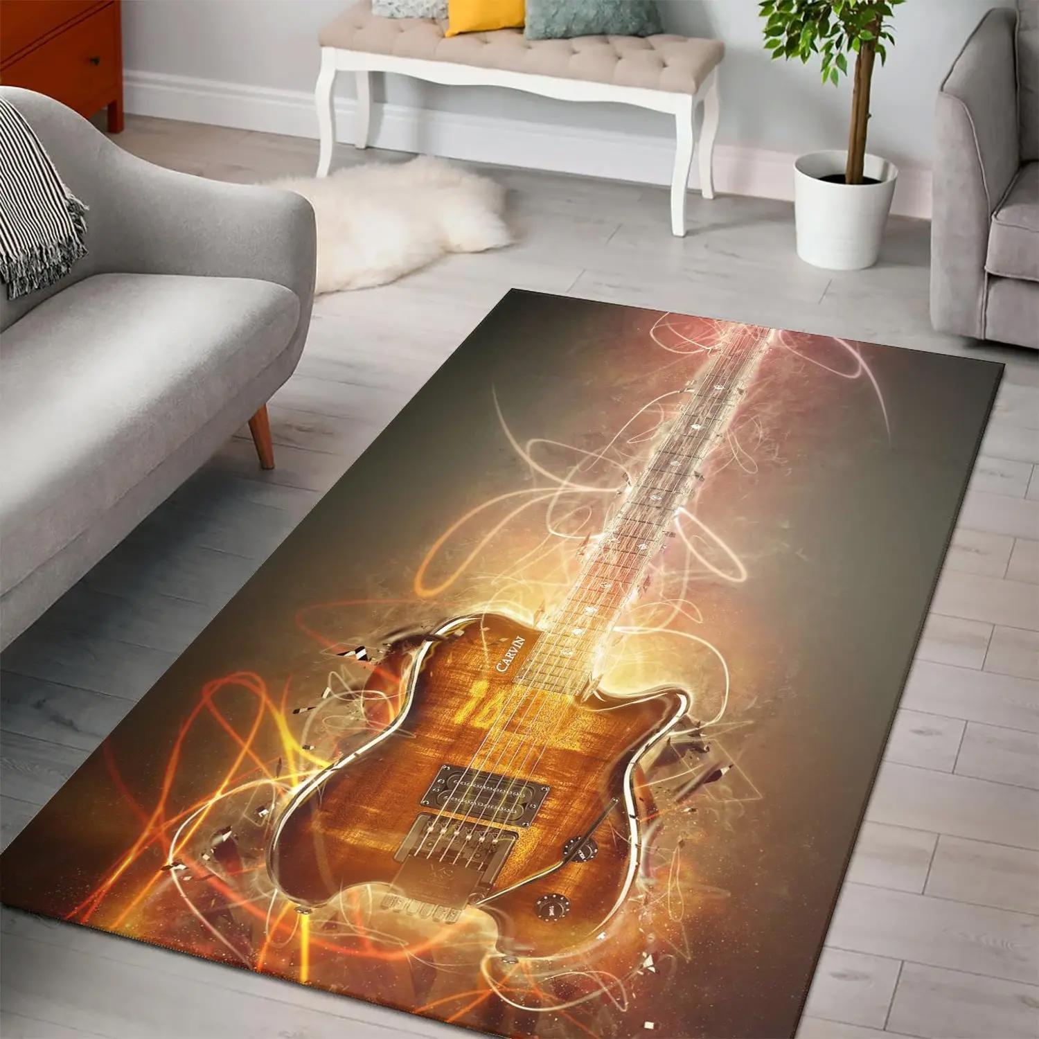 Music dna guitar instrument area rug living room rug home decor = 01111916 Rectangle Rug