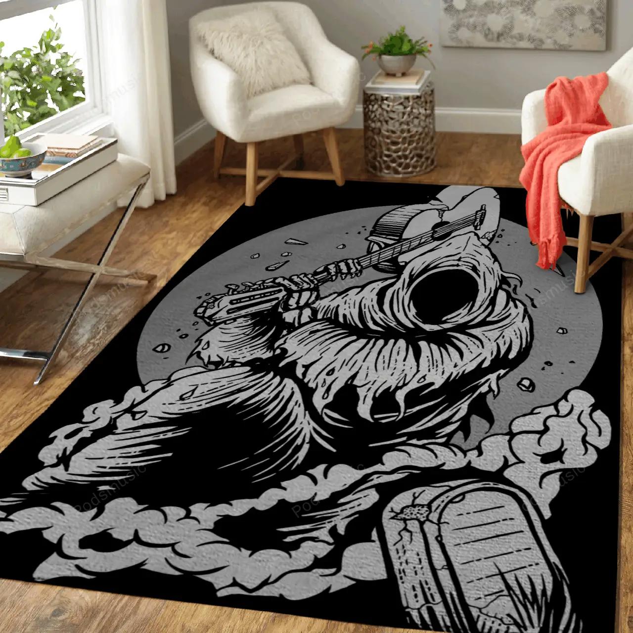 Music is dead fantasy art for fans area rug living room carpet rug regtangle carpet floor decor home decor Rectangle Rug