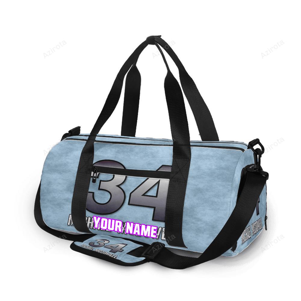 Nascar front row motor sports mc dowell 34 silver personalized name travel bag gym bag 188 Travel Bag
