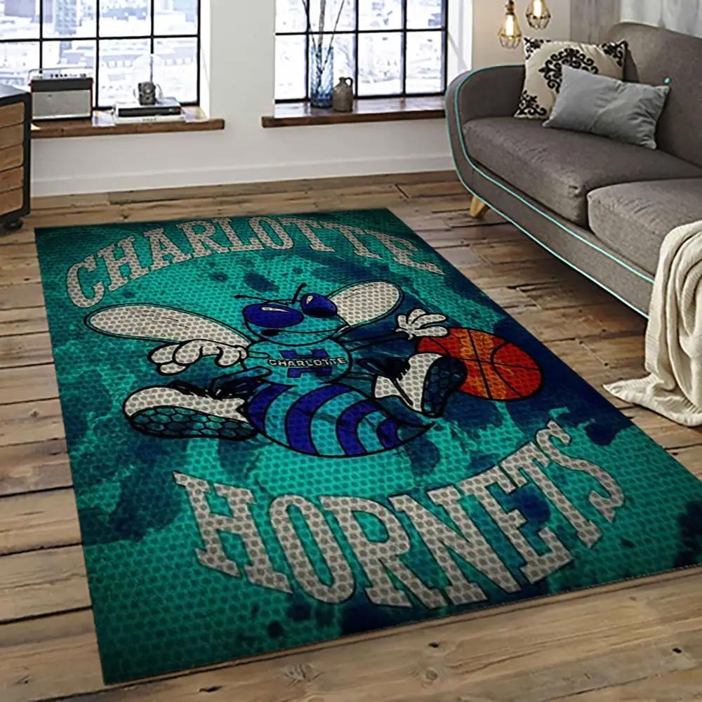 Nba charlotte hornets basketball team logo sport carpet area rug home decor best gift for friends ch82 Rectangle Rug