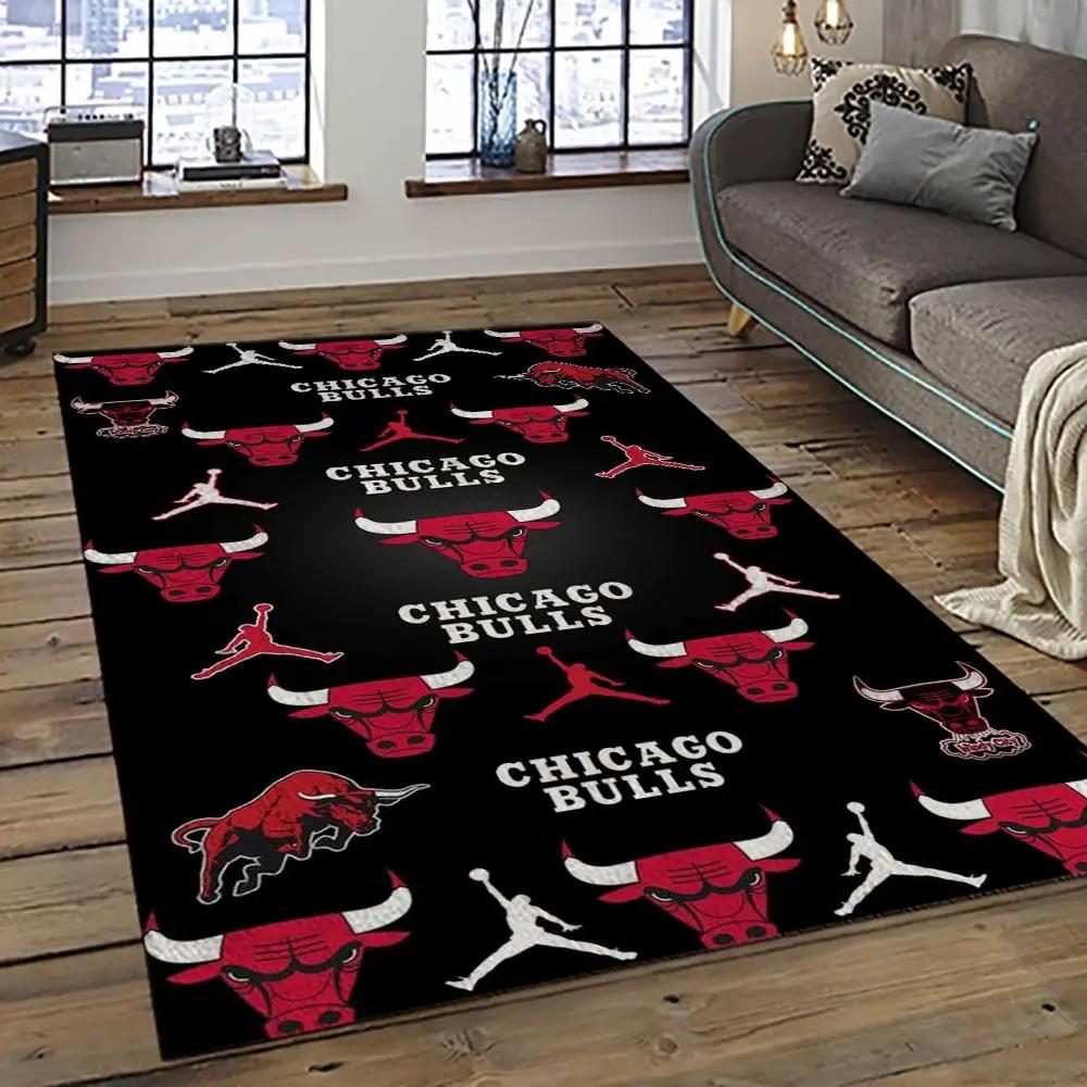 Nba chicago bulls basketball team logo sport carpet area rug home decor best gift for friends cb75 Rectangle Rug