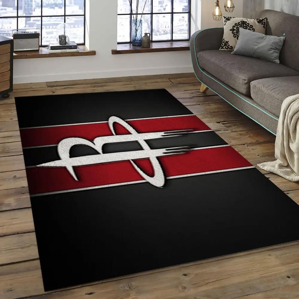 Nba houston rockets basketball legend team logo rectangle area hr04 Rectangle Rug
