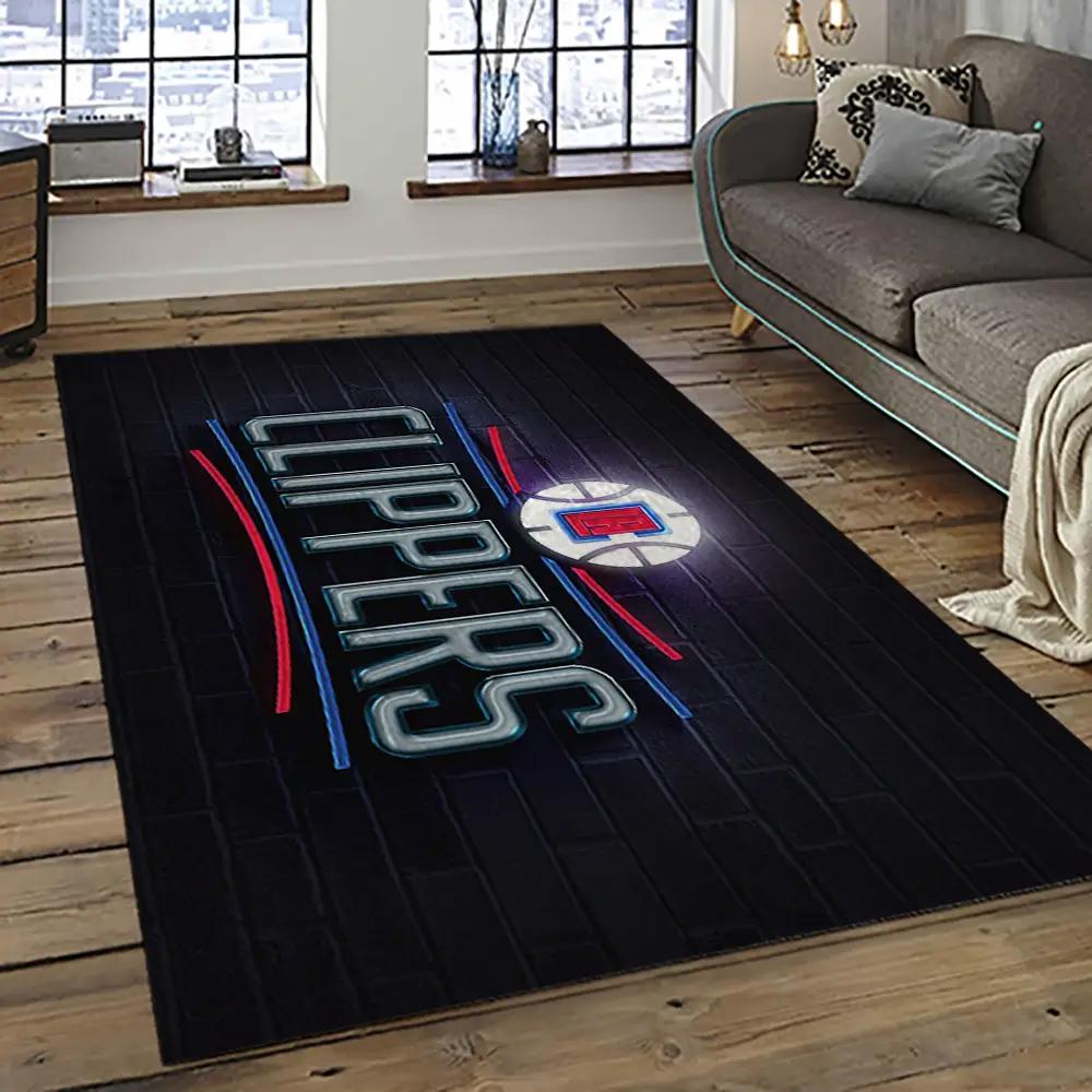 Nba los angeles clippers basketball team logo sport carpet rectangle area rug for living room lac5 Rectangle Rug