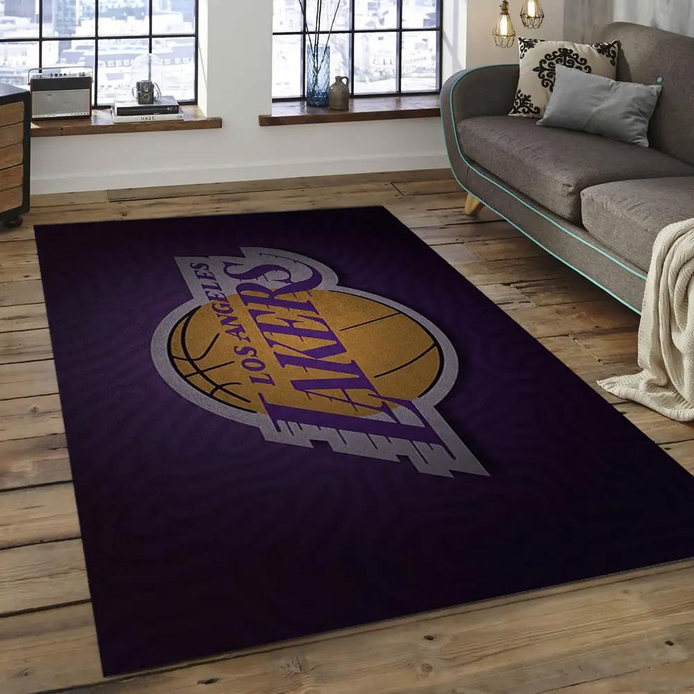 Nba los angeles lakers basketball legend team logo rectangle area lal43 Rectangle Rug