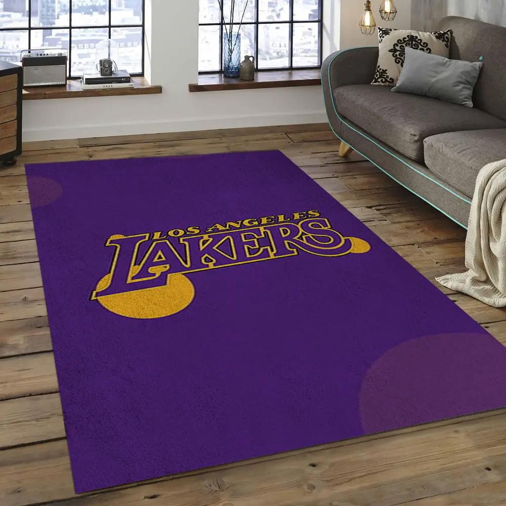 Nba los angeles lakers basketball legend team logo rectangle area lal44 Rectangle Rug