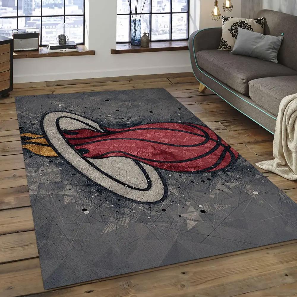 Nba miami heat basketball legend team logo rectangle area mh33 Rectangle Rug