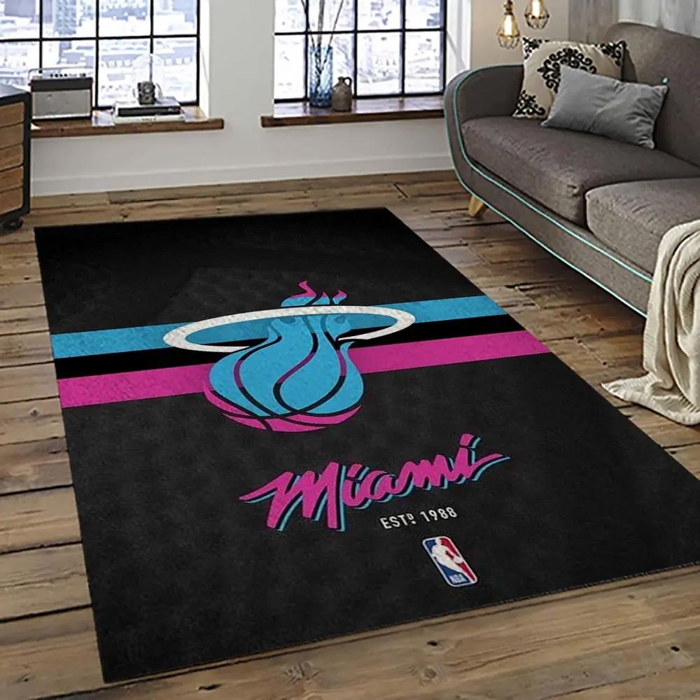 Nba miami heat basketball team logo sport carpet area rug home decor best gift for friends mh64 Rectangle Rug