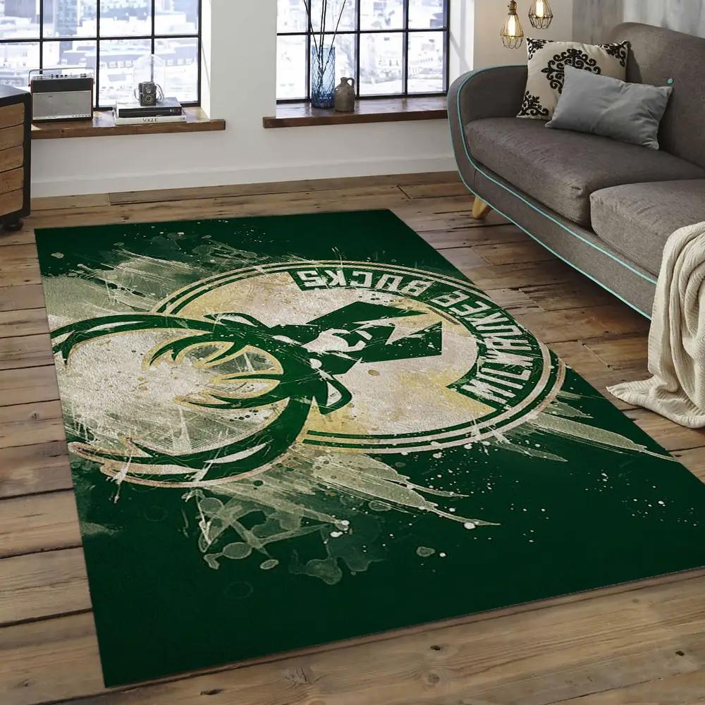 Nba milwaukee bucks basketball legend team logo rectangle area mbs01 Rectangle Rug