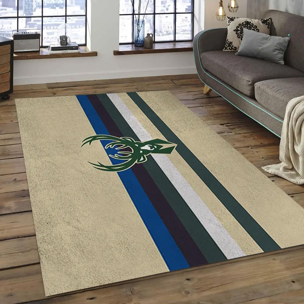 Nba milwaukee bucks basketball legend team logo rectangle area mbs08 Rectangle Rug
