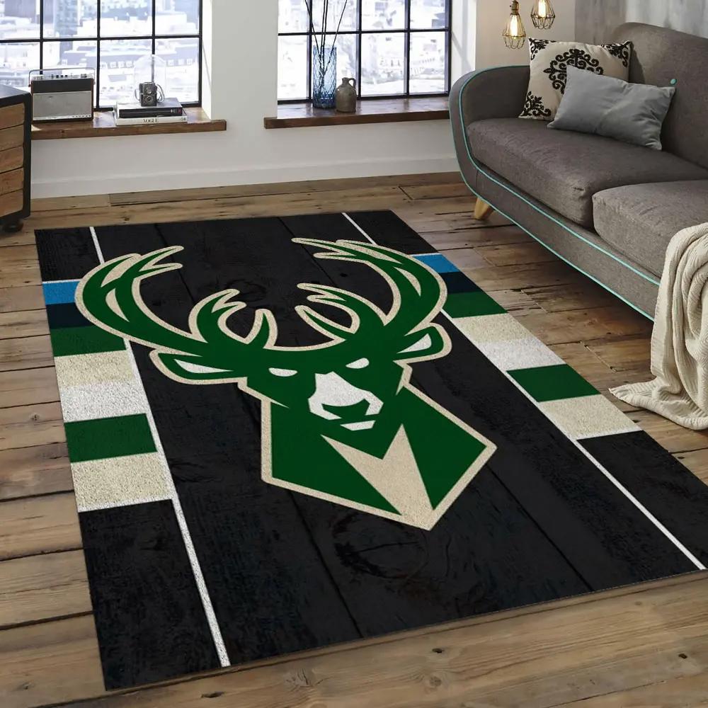 Nba milwaukee bucks basketball legend team logo rectangle area mbs15 Rectangle Rug